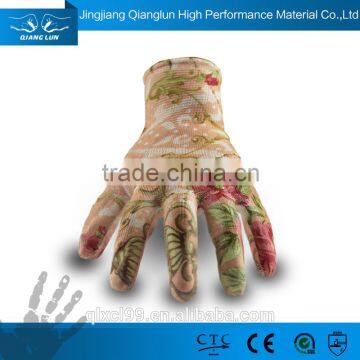 Qianglun pretty gardening working gloves pu brand private label work