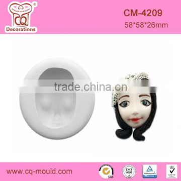 CQ 3D Baby girl head fondant cake decoration silicone mold