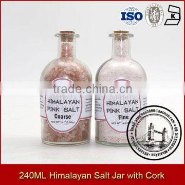 Himalayan Fine and Coarse Pink Salt In 240ML Jar With Cork Top