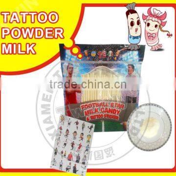 football star milk powder candy with tattoo sticker