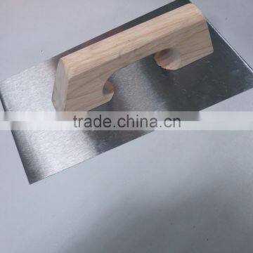 Trapezoid Manganese steel plastering trowel with wood handle
