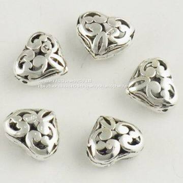 Metal Heart Shaped DIY Sterling Silver Jewelry Beads