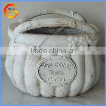 Customized Fiber Stone Garden Flower Planter Pot With Rust Metal Effect photo-4