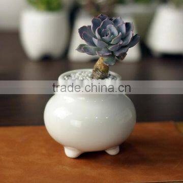 2016 New Design Small Glazed Chinese Ceramic White Flower Pot