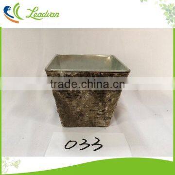 China Supplier Decoration Wooden Design Outdoor Garden Metal Bark Flower Pot for 2017 Square Metal Bark Flower Pot photo-5