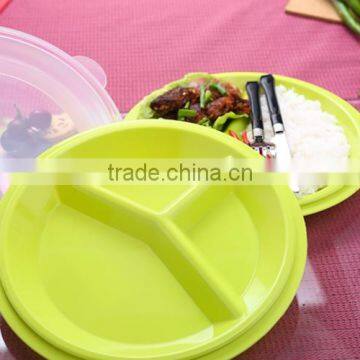 Healthy Portion Control Plates, On The Go, BPA-Free, 3-Section Diet Plates With Vented Lids