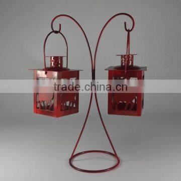 Metal Stand With Two Christmas Deer Lantern photo-5