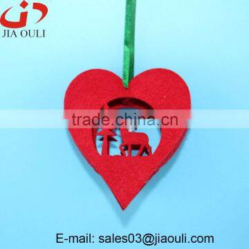 Hot sales Christmas decorations with LED light non-woven hanging heart