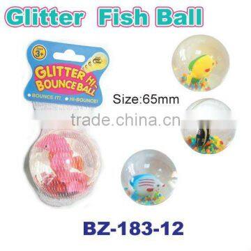 65mm TPU Fish Bouncing Ball With Beads