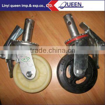 6" /8'' Grey rubber caster wheel has double brake and split 10*20mm screw