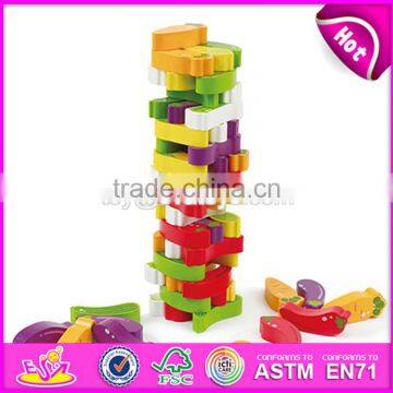 New design cartoon fruit children wooden stacking toys W13D078