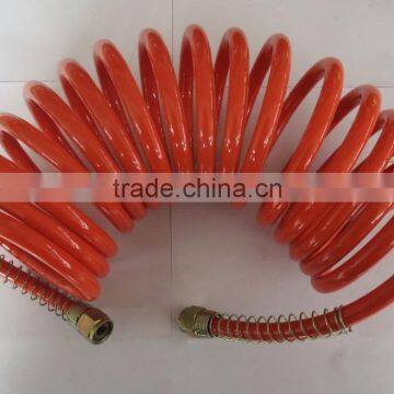 with 10 years experience flexible high quality 1/4' inches red PU spring air tube for medicine industry with quick coupler