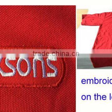 Embroidred LOGO 3pcs Transparent Front Fly Buttons 50% Polyester 50% Cotton Red T Shirt photo-3