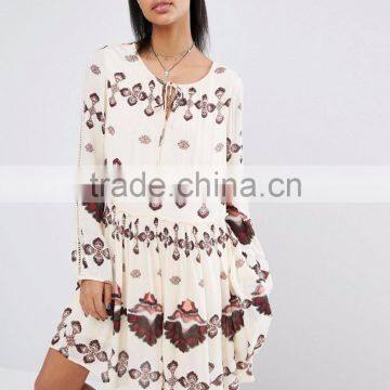 women's printted dress wiht long sleeve