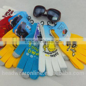 customize any colors printing 3 fingers touch screen gloves