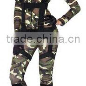 Womens Sexy long sleeve Navy Green Camo Military Army Jumpsuit and rompers Harness Halloween Costume