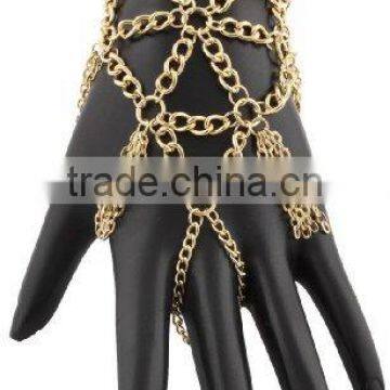 Women sexy gold chain hand harness bracelet SP6173