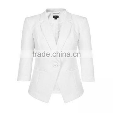 Newest design lady suit ,high qualiy business suit tuxedo for women ,3/4 sleeve suit fabric for wholesale