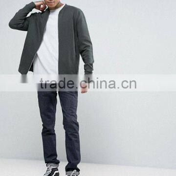 2017 Best Price High Quality New Design Durable Baseball Collar 100% Cotton Sweat Grey Casual Men Sport Jacket photo-4