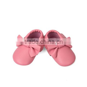 2016 new fringe pu leather moccasins bow baby shoes