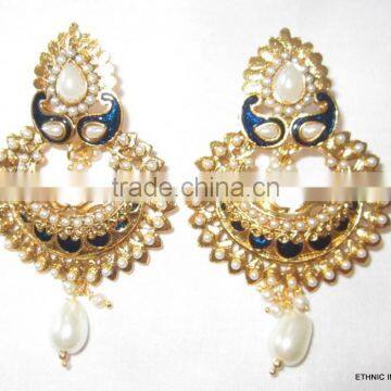 bollywood polki gold tone dangler EARRINGS