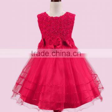 MGOO New Trendy Full Rose Flower Design Kids Dress Lace Dress Design Children Clothing Girls Party Wear Wholesale photo-4