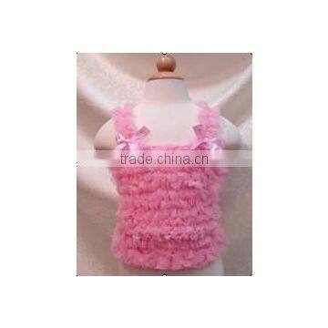 Plain Kids White Tank Petti Tops With Flower photo-3