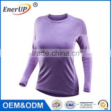 OEM Quick Dry Plain Slim Fit Antibacterial Long Sleeve Shirts Apparel Woman for Gym photo-5