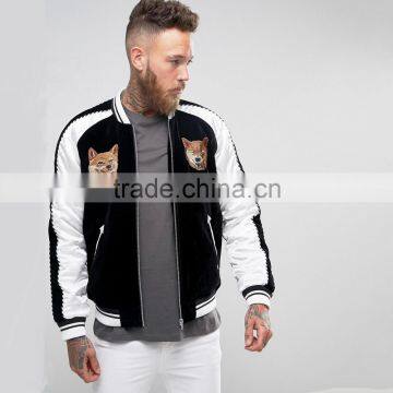 2017 newest arrival black customized colors size material men plain baseball jacket