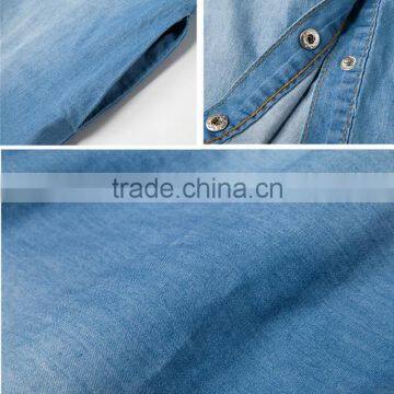 EY1932B Hot Selling Classical Shirt Dress Apparel Fashion Rolled Sleeves Denim Dress photo-6