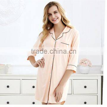 The Spring and Autumn Period and the Modal Seven Shirt Sleeve Pajamas Women Summer Thin Sexy Nightgown Loose Big Yards photo-3