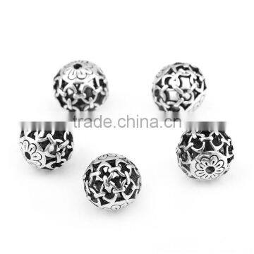 Zinc Based Alloy Spacer Beads Round Antique Silver Flower photo-3