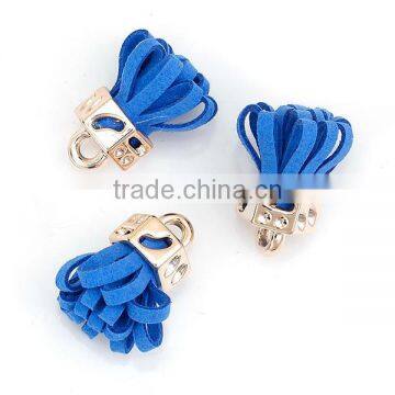 Velvet Tassel Pendants Light Golden Blue About 24mm x 11mm photo-3