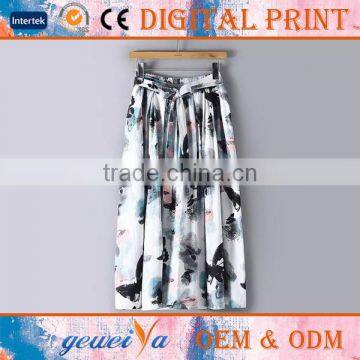 OEM Custom Long Beach Cotton Linen Digital Printed Skirt