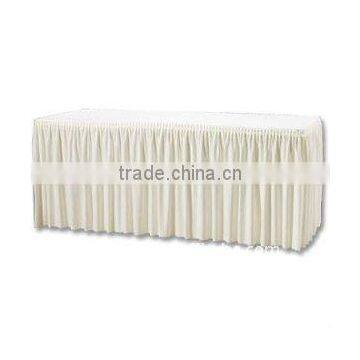 Polyester wedding table skirting cover table linen table skirts with pleats