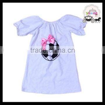 2016 Yawoo Fancy Black Short Sleeve Soccer Embroidery Patterns and Letters Latest Design Girls Top photo-6