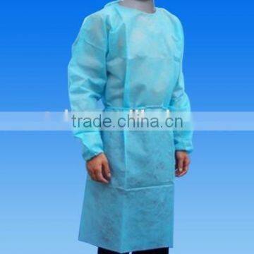 Disposable PP non-woven isolation gown with elastic cuff and strips