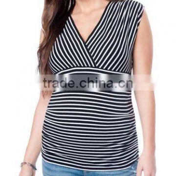 Sleeve Deep V-neck Maternity T Shirt, Pregnant Clothes for pregnant women