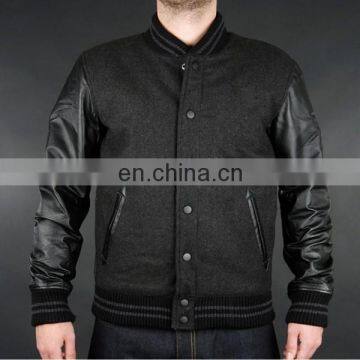 Varsity jacket with leather sleeves for men,new fashion baseball jacket