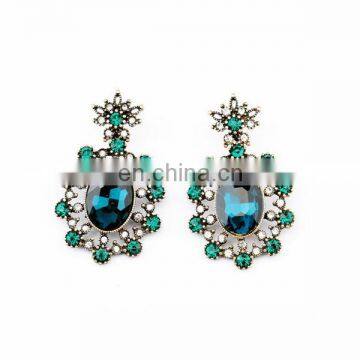 Wholesale sapphire 2014 pouplar imitation fashion alloy stone earrings