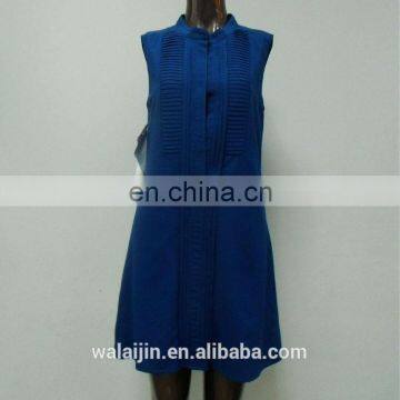 Woman's Classic Pleated Front Button Open Shirt Dress Made of Chiffon Crepe photo-5