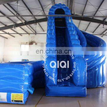 Valcano bule corkscrew inflatable water slide with pool for kids