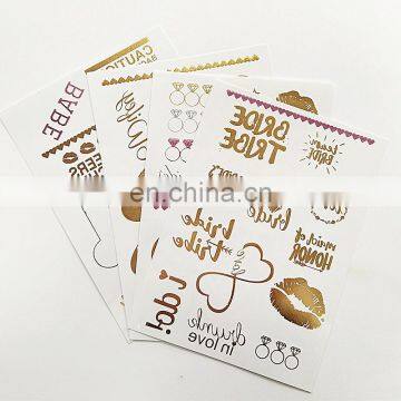 gold and pink stamp bachelorette party custom temporary tattoos