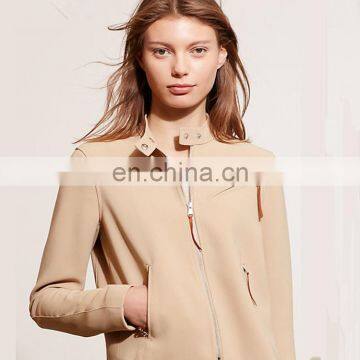Fancy Stretch Crepe Neutral Classic Moto Jacket photo-2