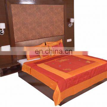 Soundarya high quality brideal poly silk embroidery bed cover set