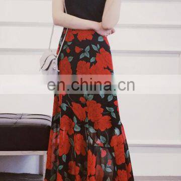 T-SK006 Traditional Bohemia Women Chiffon Maxi Skirt photo-4