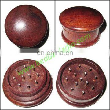 Handmade wooden smoking herb grinder, size : 28x43mm