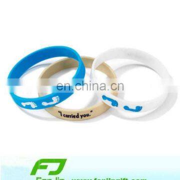 footprint debossed silicone rubber bracelet