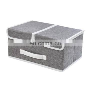 New design collapsible cloth fabric storage box for Home Storage  with Double lid