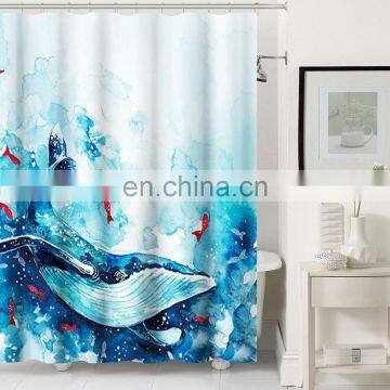 Printed Bathroom Shower Curtain, Hookless Waffle Fabric Shower Curtain for Bathroom photo-3